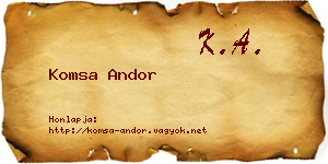 Komsa Andor névjegykártya