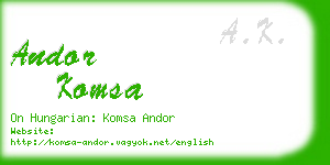 andor komsa business card